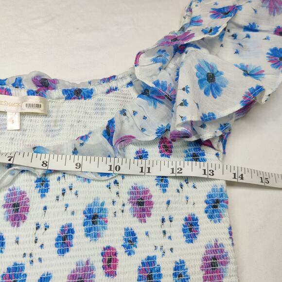 LoveShackFancy Smocked Kodie Mini Dress Purple Blue Floral Ruffle Sleeve Small - Picture 13 of 15